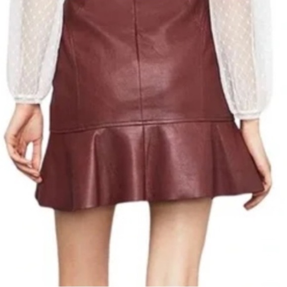 BCBGMAXAZRIA Faux Leather Flounce Mini Skirt - Picture 2 of 4